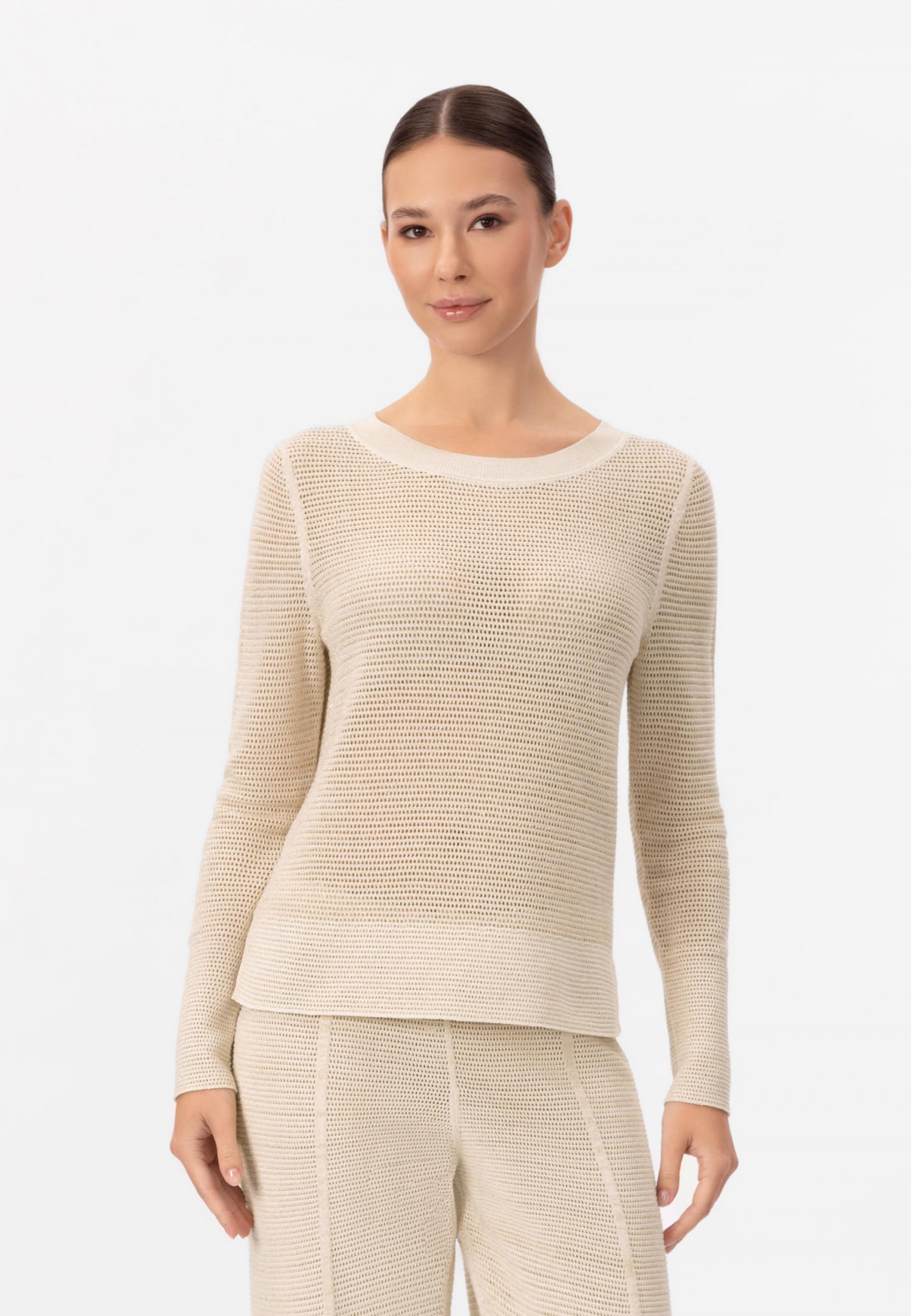 Джемпер з довгим рукавом з шовку та бавовни