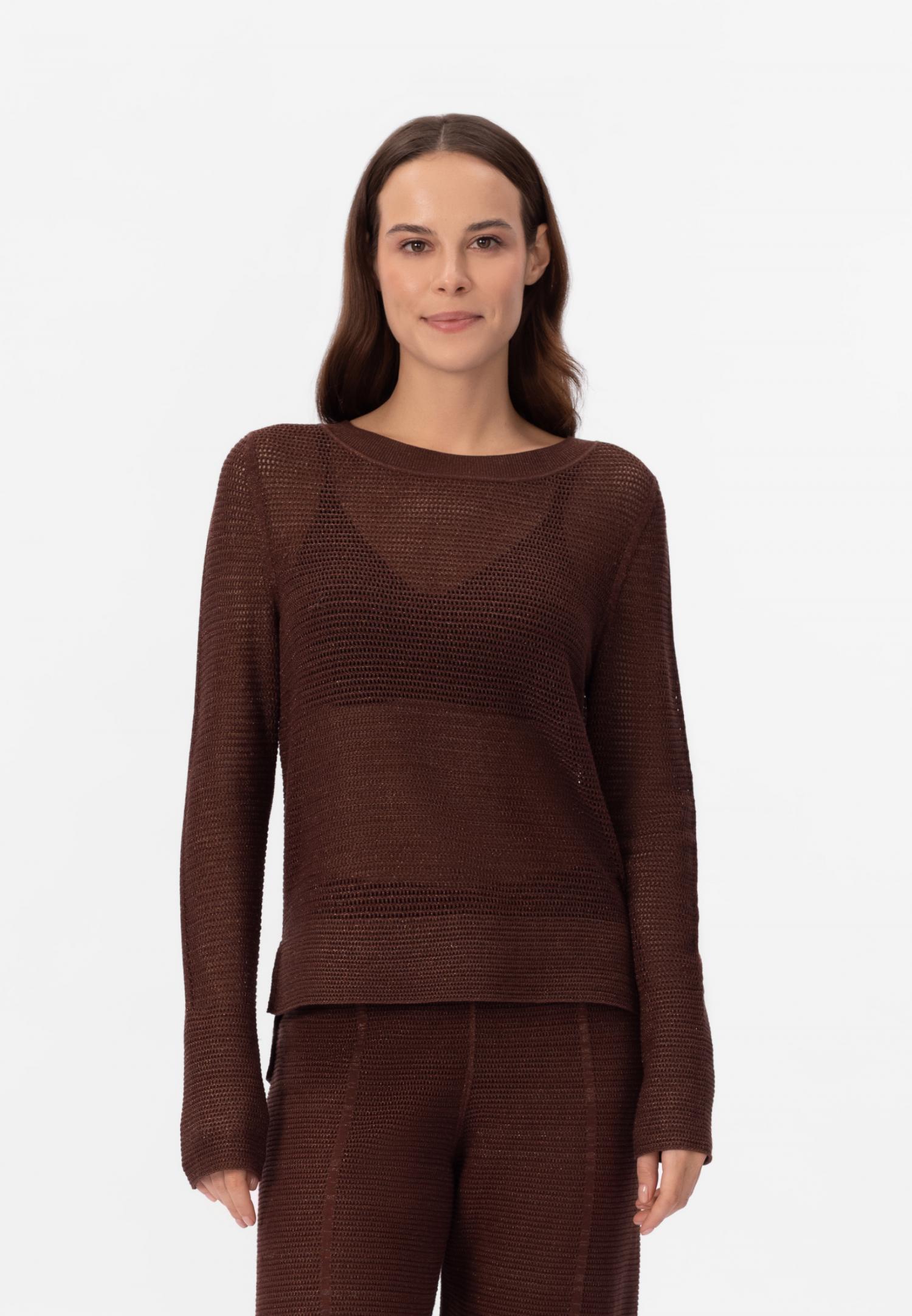 Джемпер з довгим рукавом з шовку та бавовни