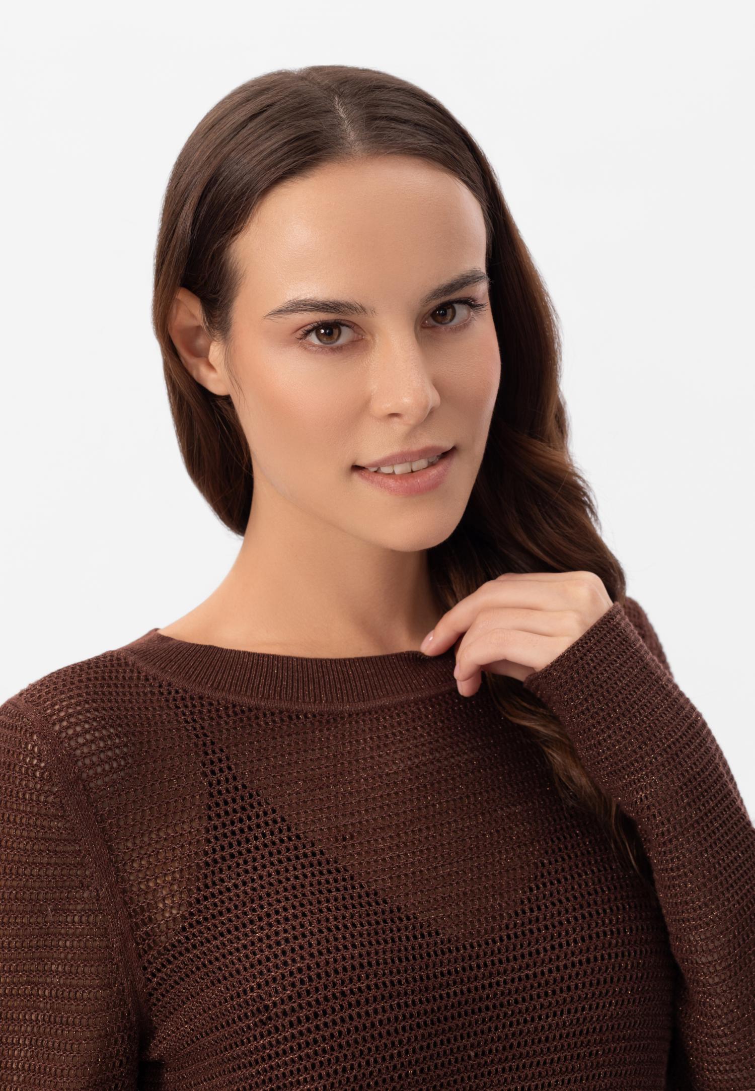 Джемпер з довгим рукавом з шовку та бавовни