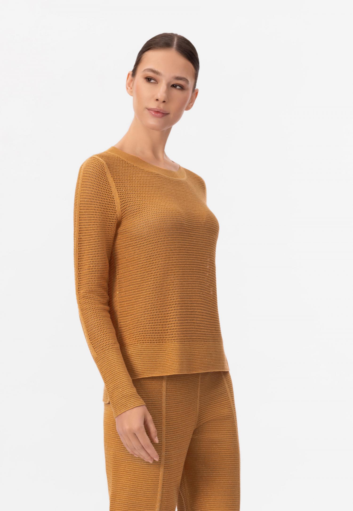 Джемпер з довгим рукавом з шовку та бавовни