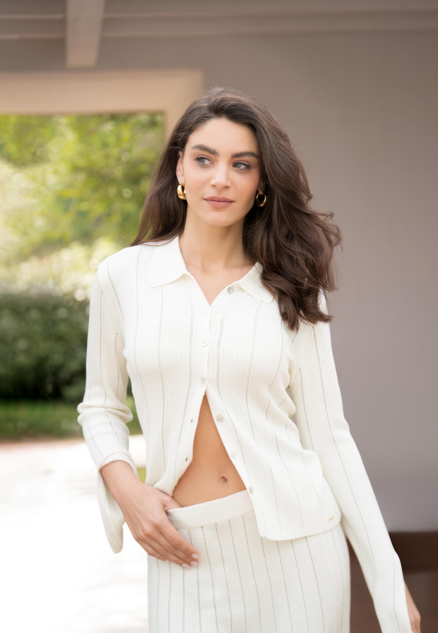 Джемпер з довгим рукавом з шовку та віскози