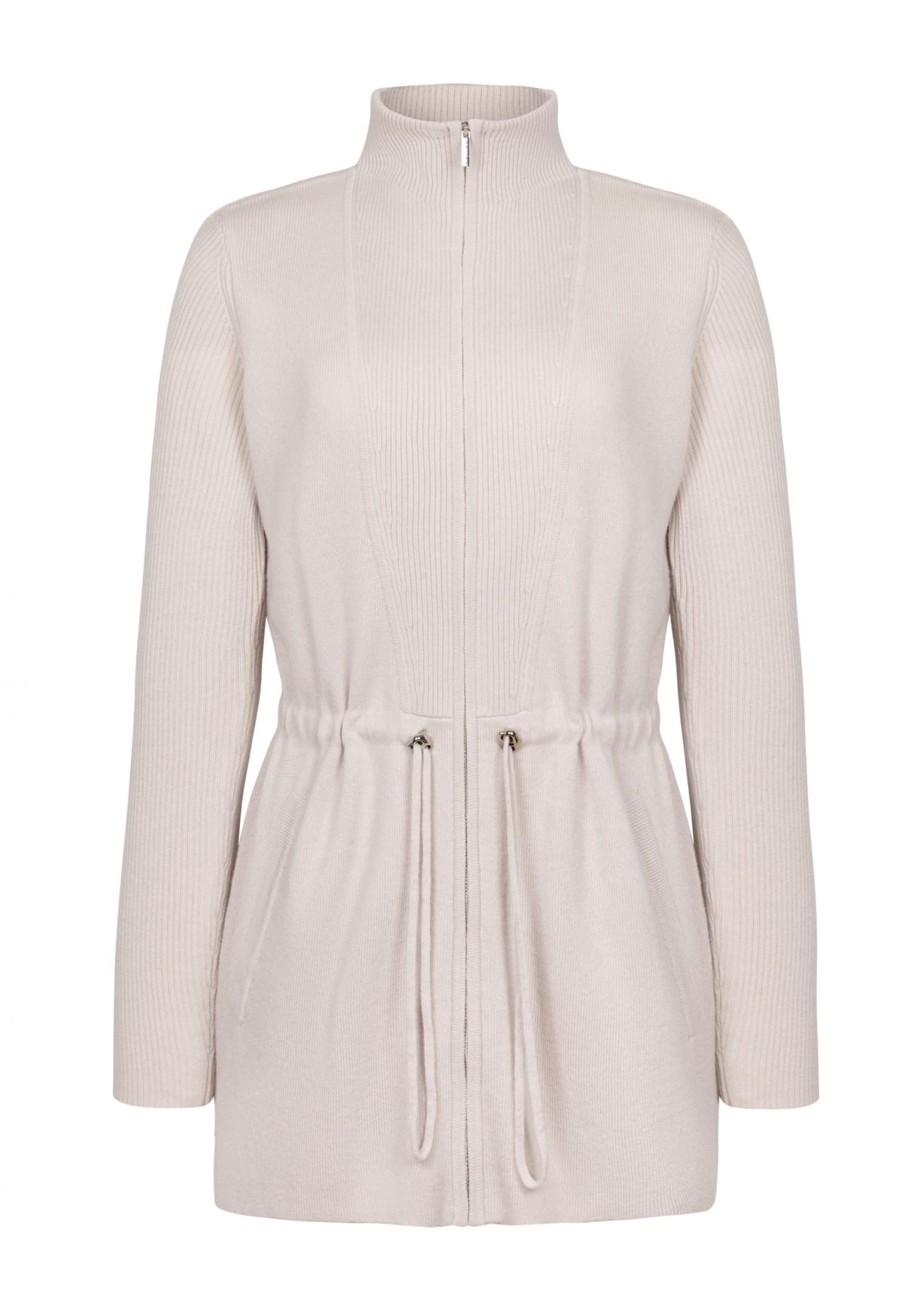 Zip-up knit jacket with drawcord
