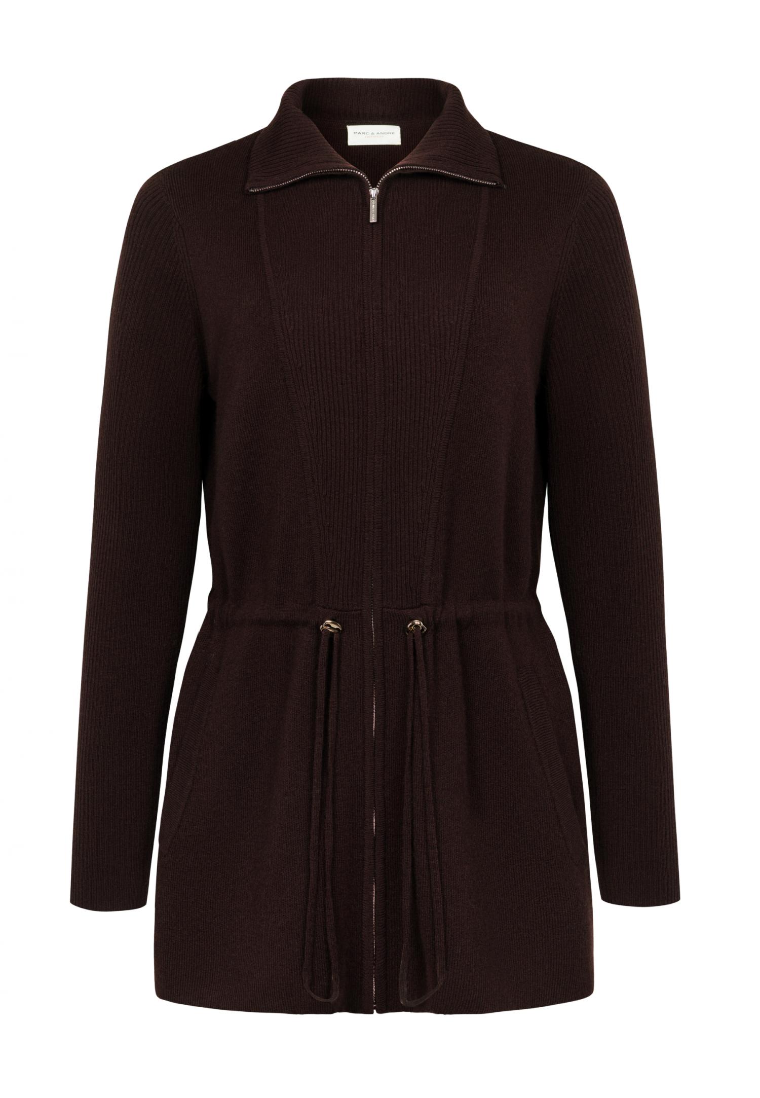 Zip-up knit jacket with drawcord