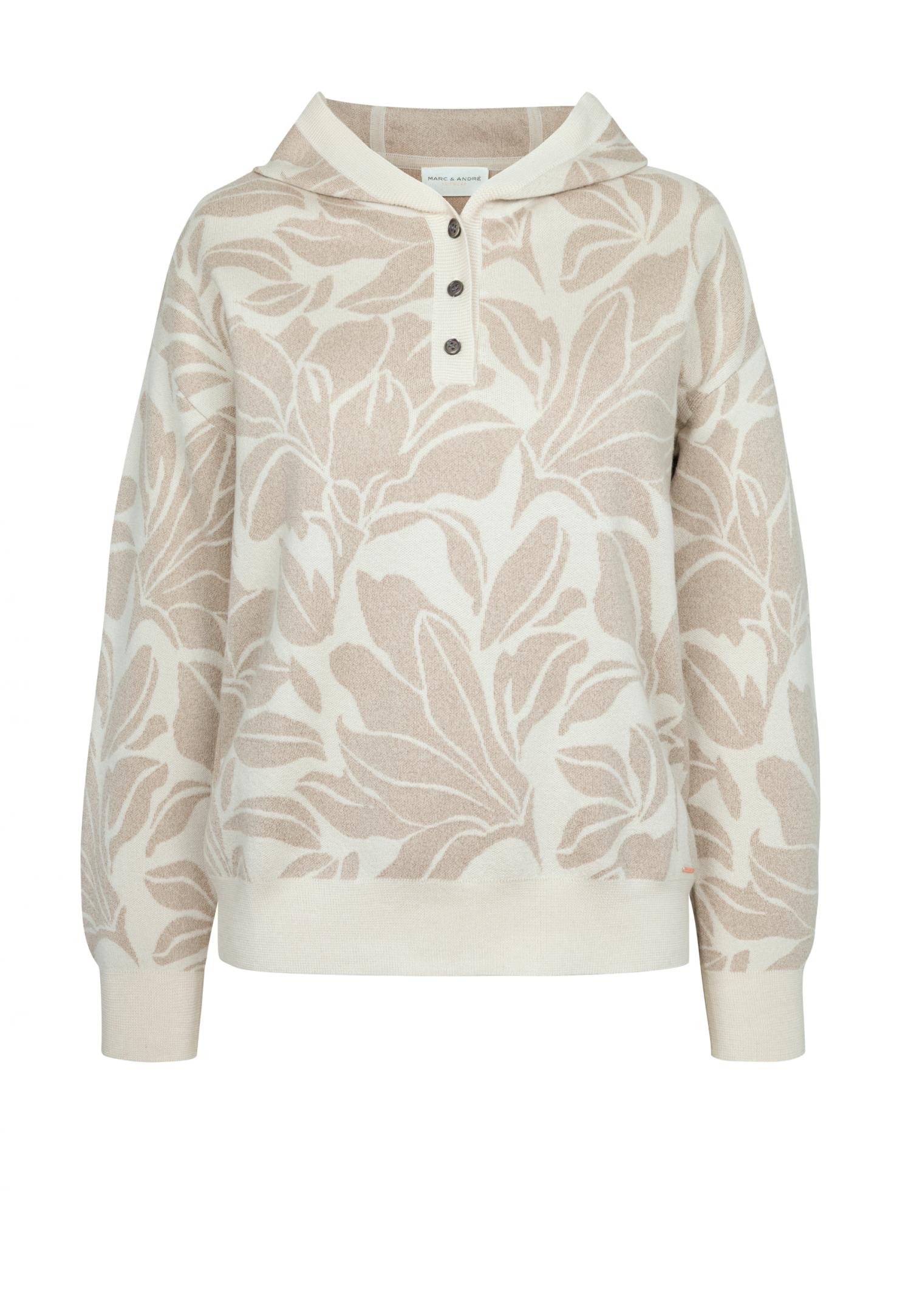 Button-front knit hoodie