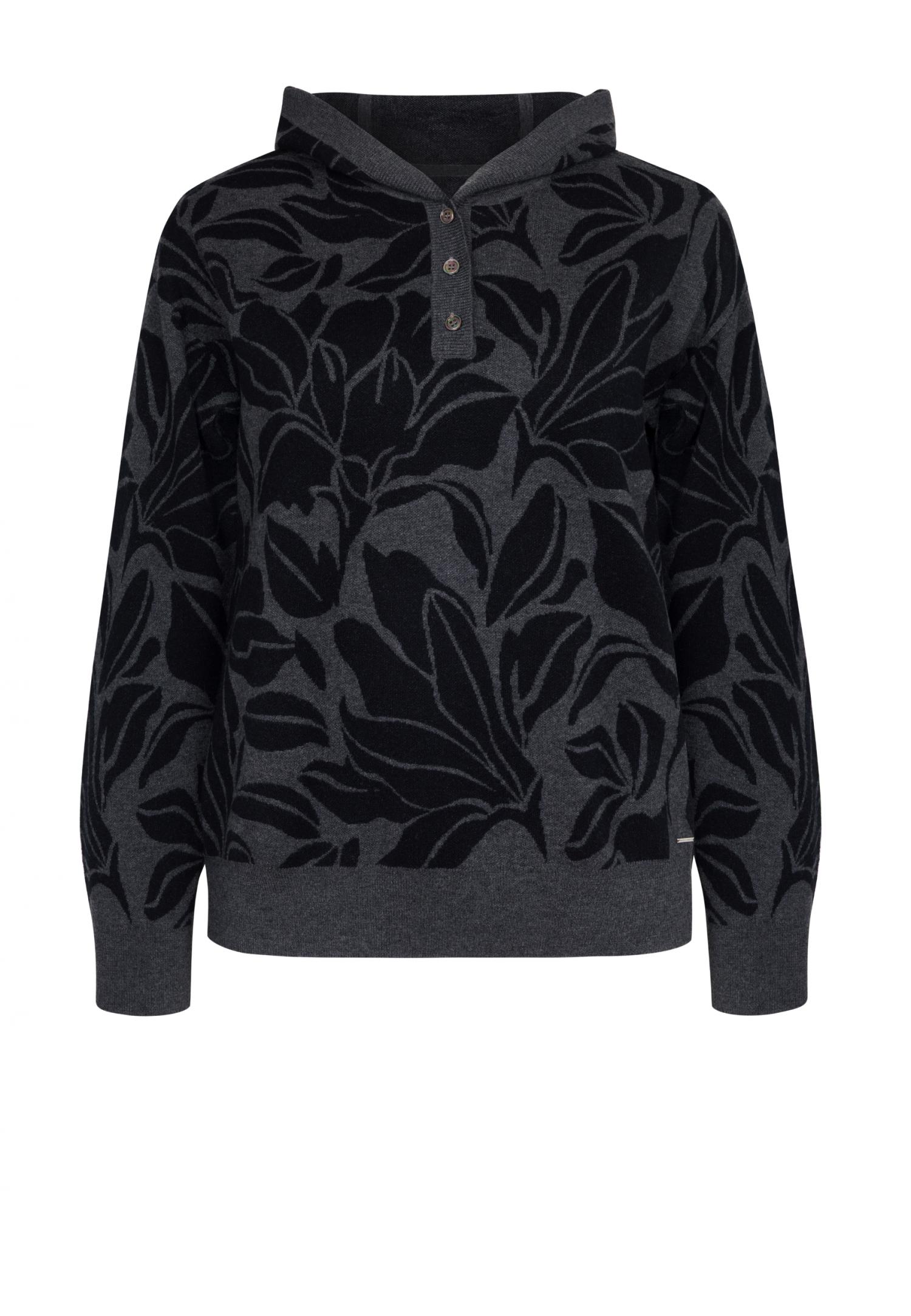 Button-front knit hoodie