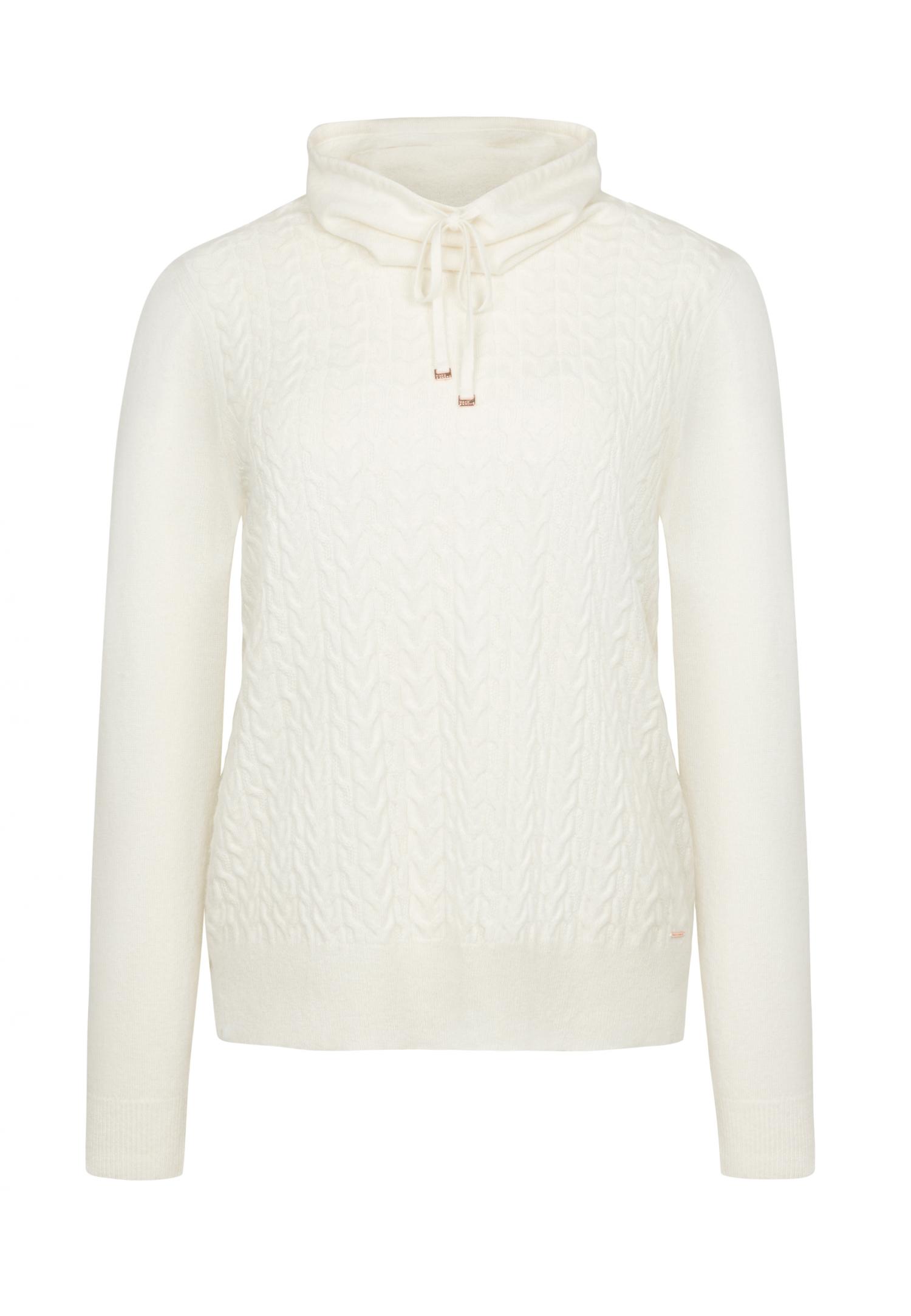 Cowl-neck cable-knit sweater