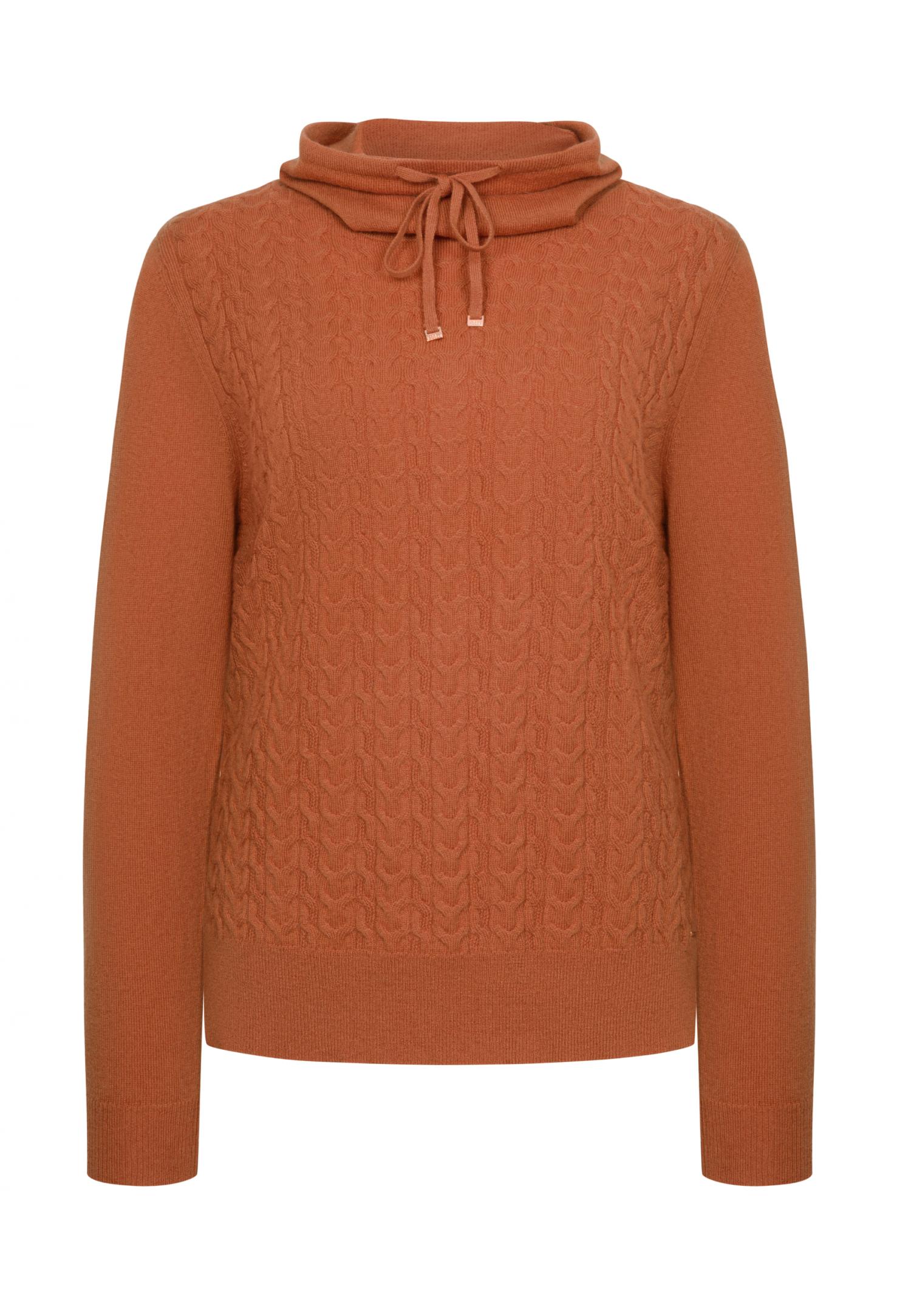 Cowl-neck cable-knit sweater