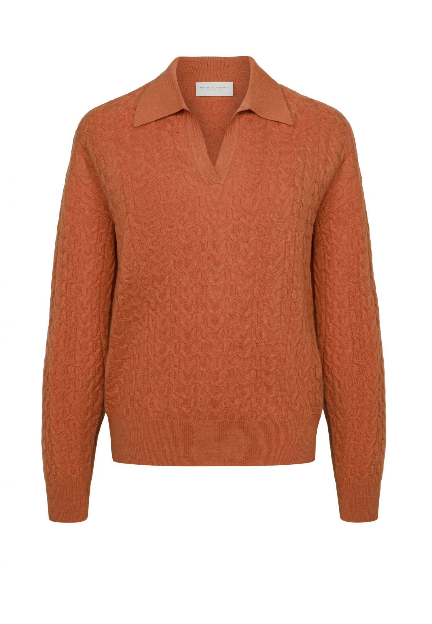 Cable-knit polo sweater