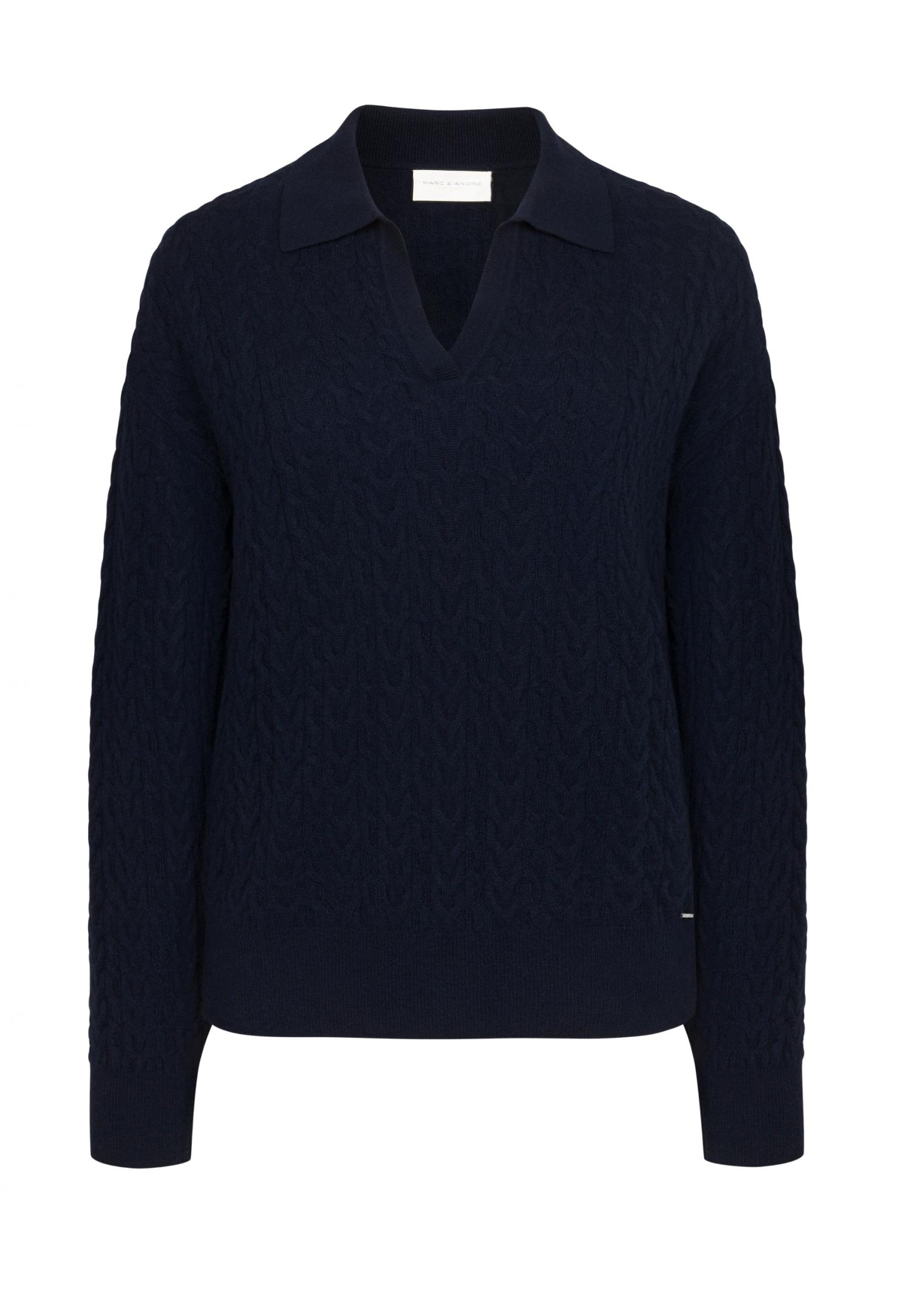 Cable-knit polo sweater