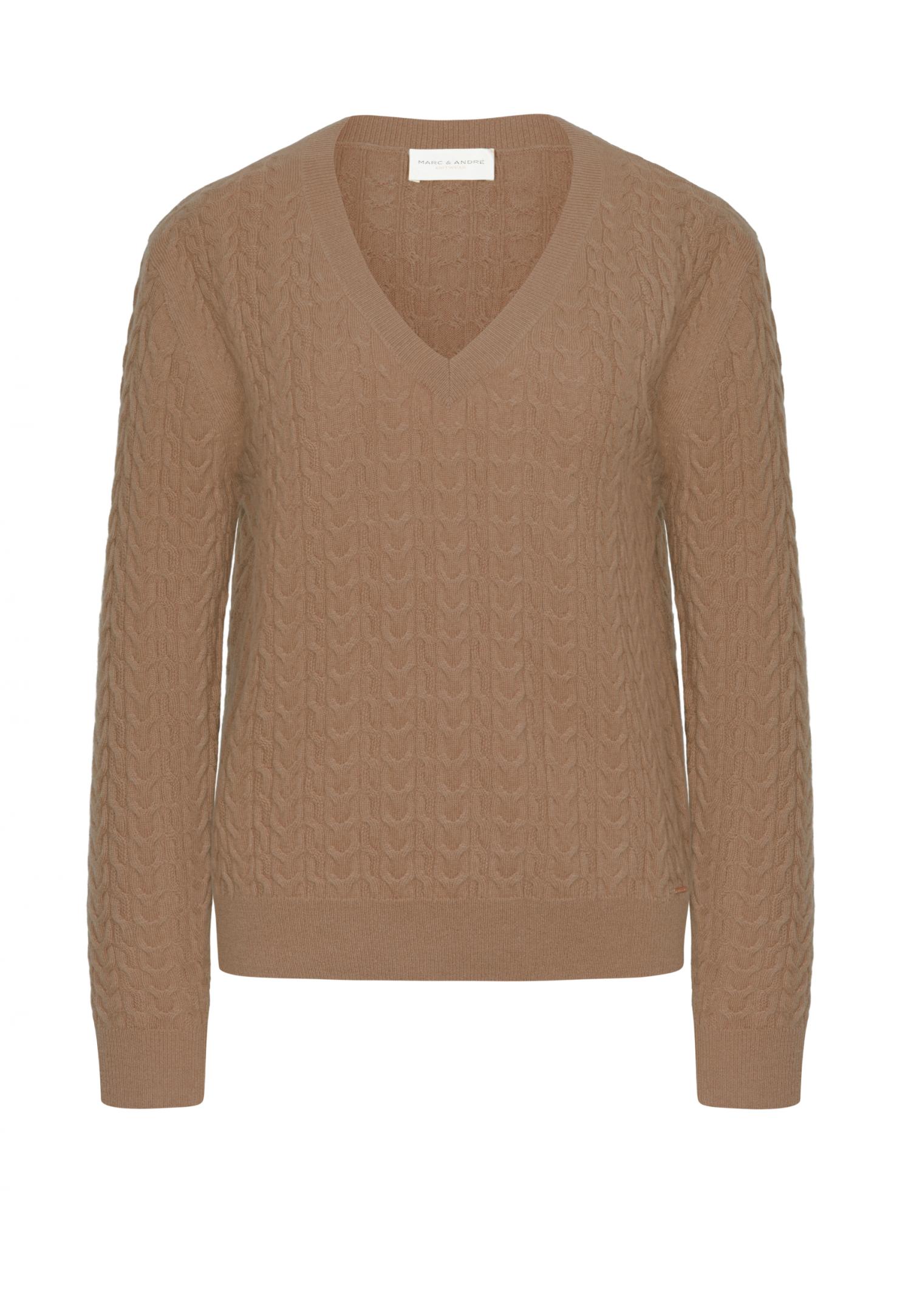 Cable-knit V-neck sweater