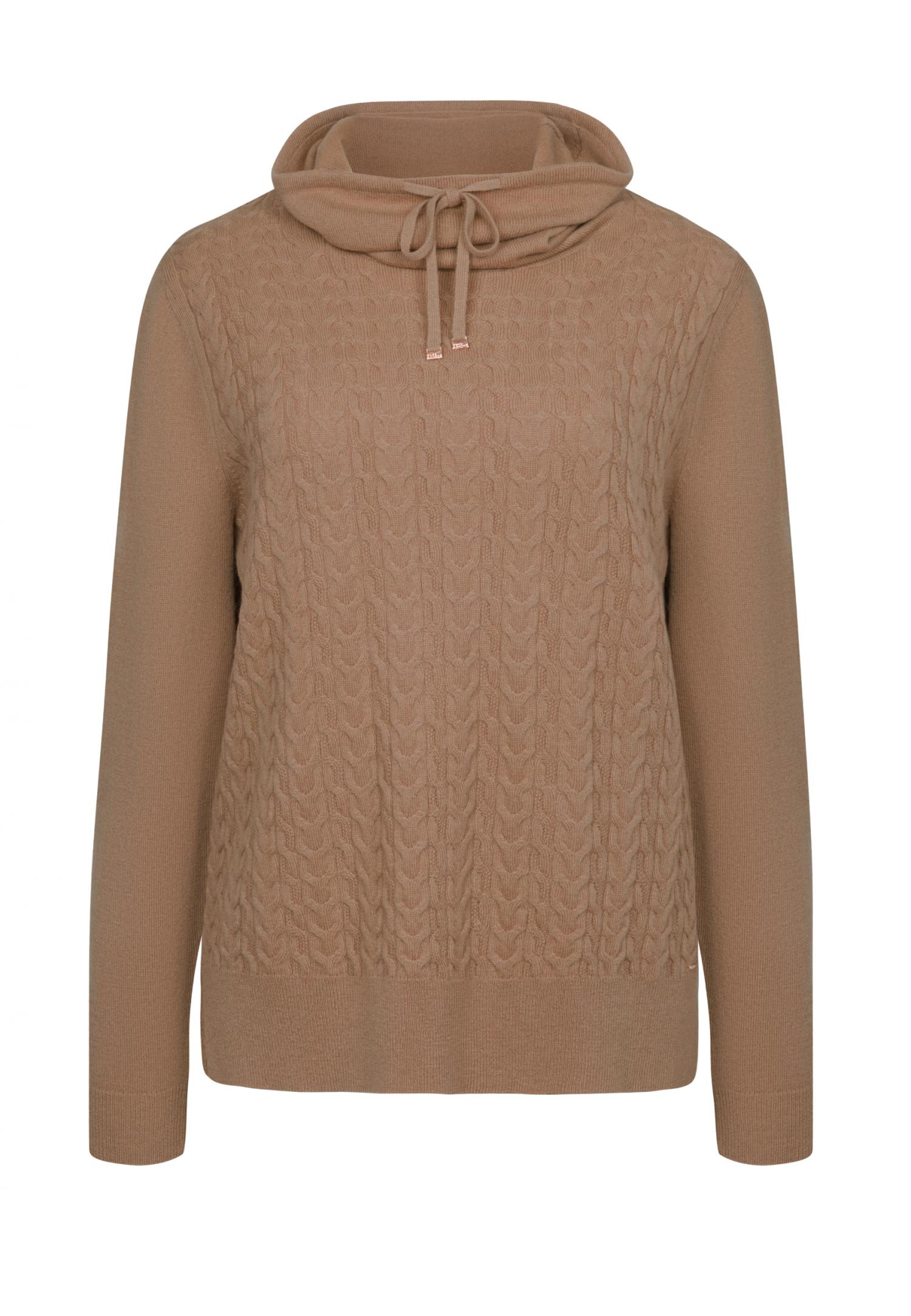 Cowl-neck cable-knit sweater