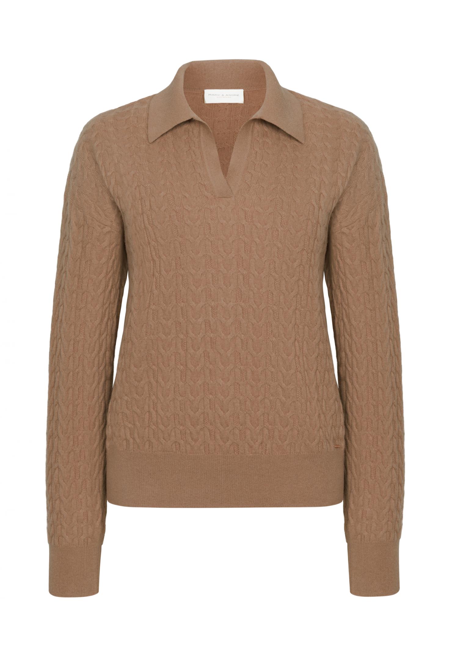 Cable-knit polo sweater