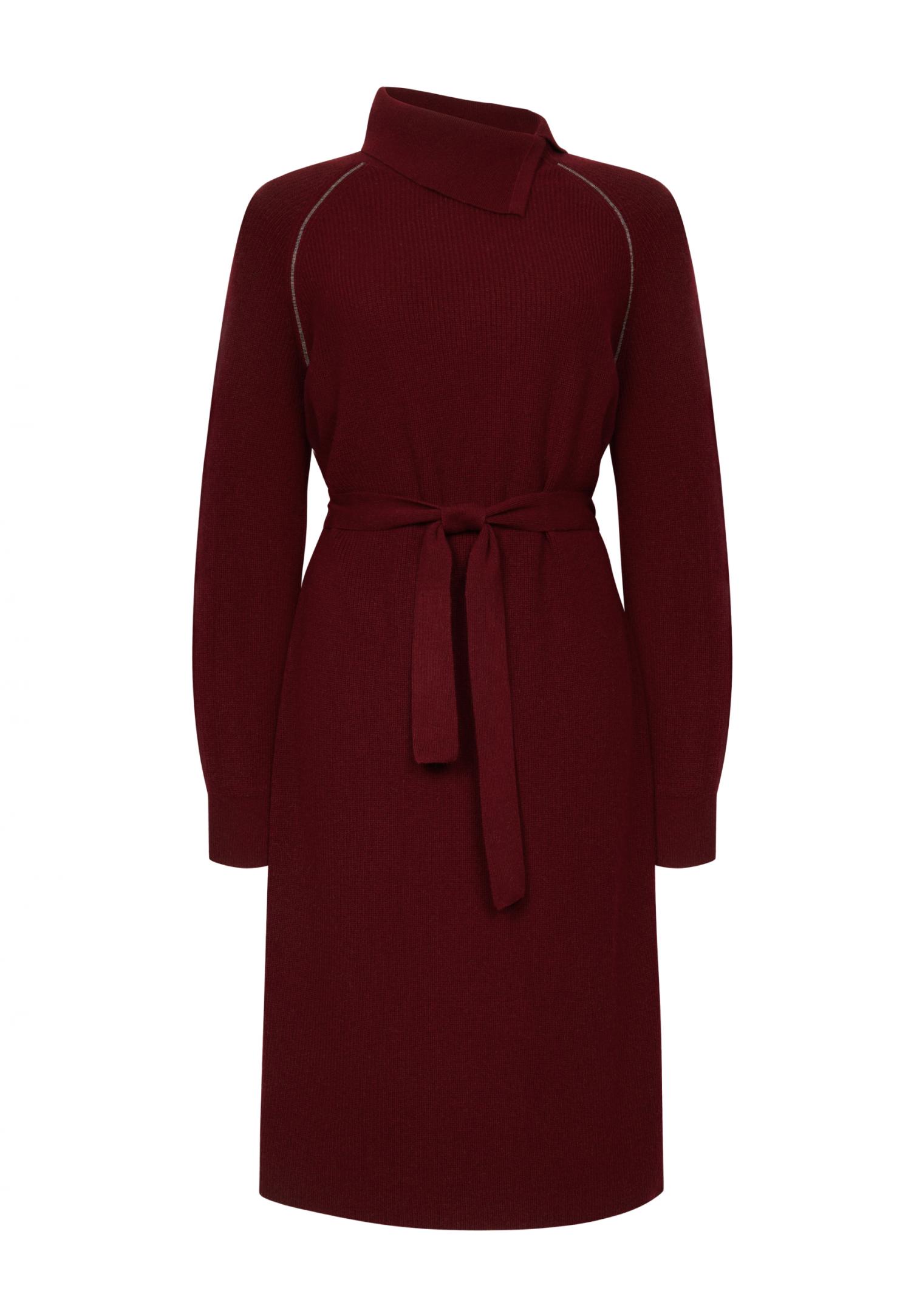 Asymmetric collar knit dress