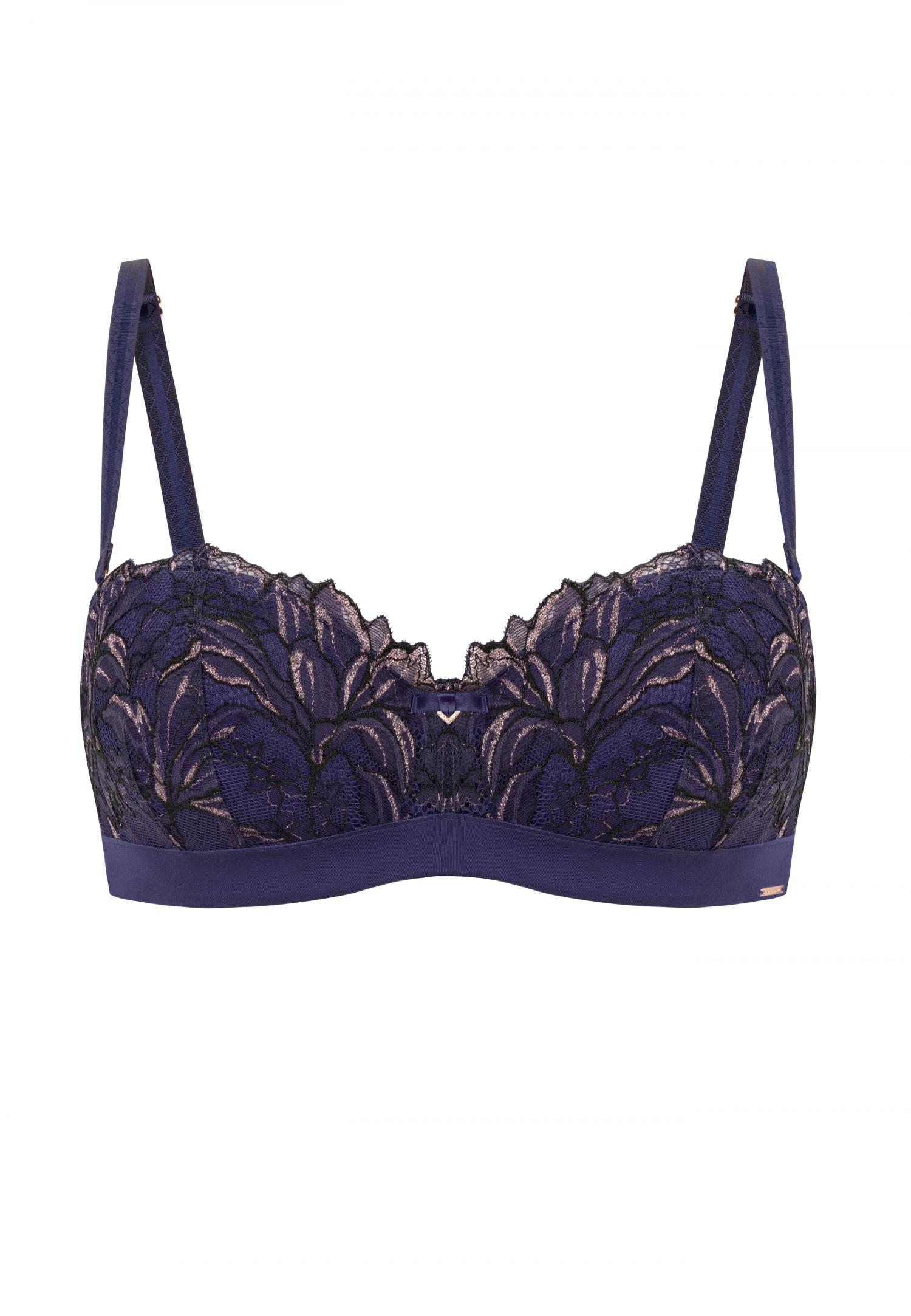 Underwired moulded balconette bra with push-up