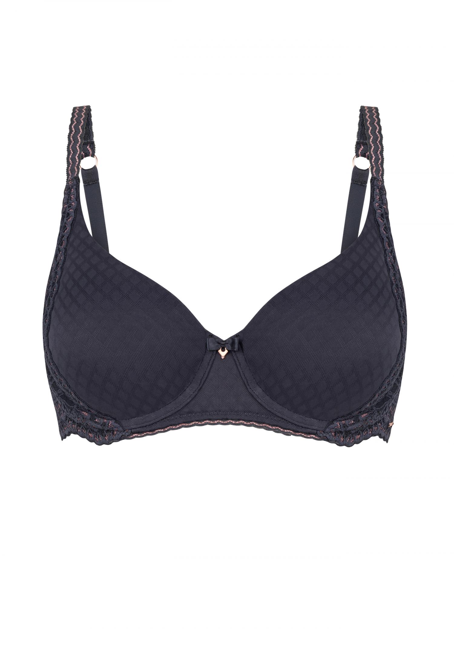 Underwired moulded cup bra with removable push-up